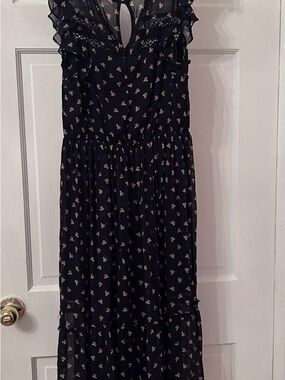Abercrombie & Fitch Black Maxi Dress with Pink Floral Print